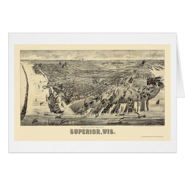 Cartão Superior, mapa panorâmico dos WI - 1890 (Frente Horizontal)