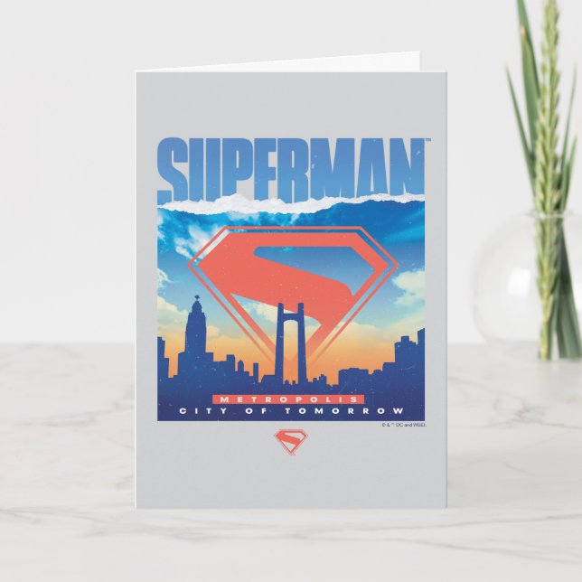 Cartão Superman Metropolis Skyline (Frente)