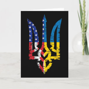 Cartão Suporte Vintage Ucrânia Bandeira Americana Trident