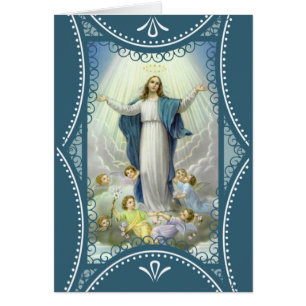 Cartão Suposição dos anjos abençoados da Virgem Maria