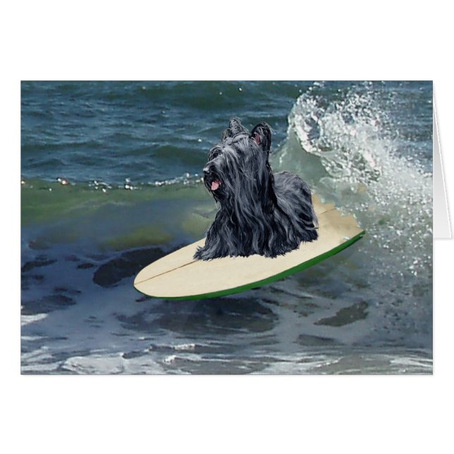 Cartão Surfando Skye Terrier (Frente Horizontal)