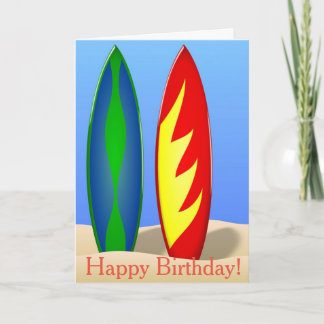 Cartão Surfe. Feliz aniversário.