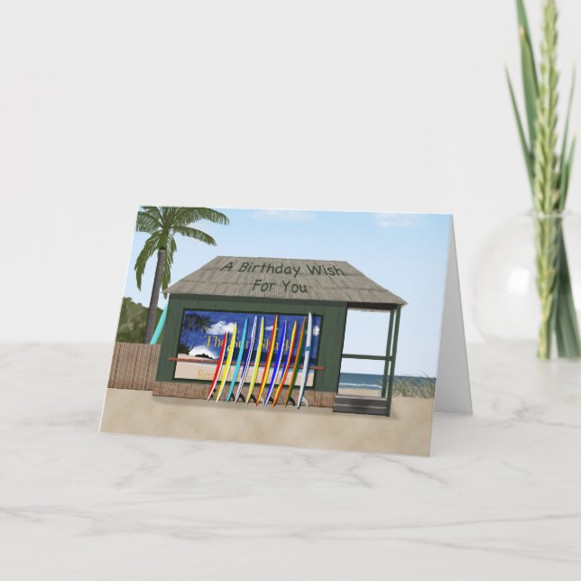 Cartão Surfe no aniversário (Frente)