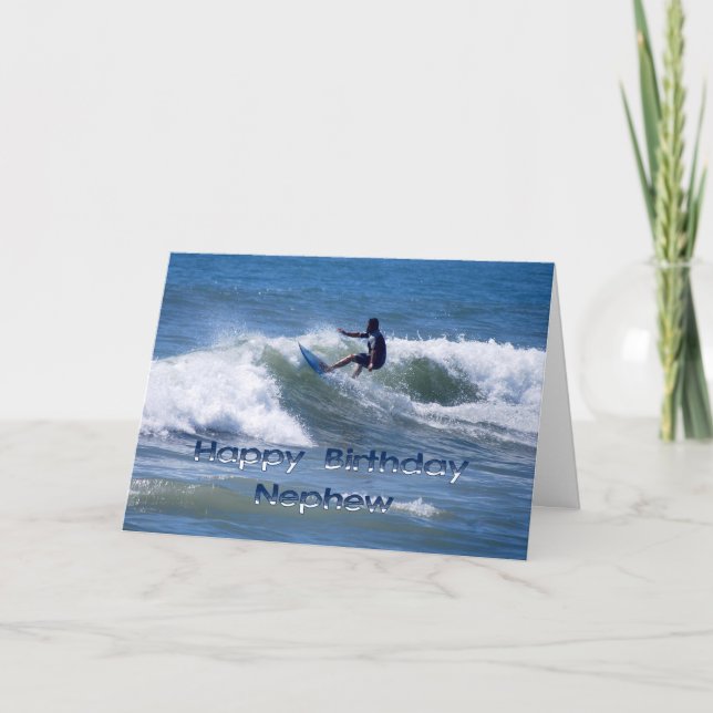 Cartão Surfer Happy Birthday Nephew (Frente)