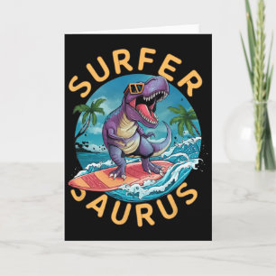 Cartão Surfer Saurus T-rex Dinossauros Surfando Dino Ride