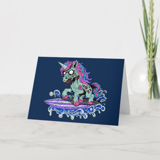 Cartão Surfer Unicorn Zombie (Frente)