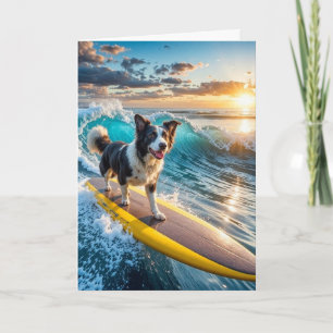 Cartão Surfing Border Collie