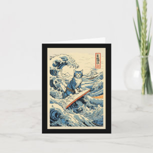 Cartão Surfing Cat Hokusai Excelente Wave Off Kanagawa Ja