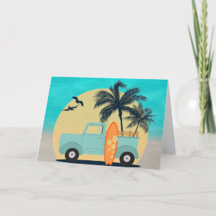 Cartão Surfing Retro
