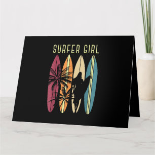 Cartão Surfista Garota Surfboard Surfing Women Surf Oce