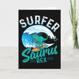 Cartão Surfista Saurus Rex Dinossauro Surfando Surf Dino 