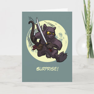 Cartão Surpresa! Cartoon Ninja Flying Kick
