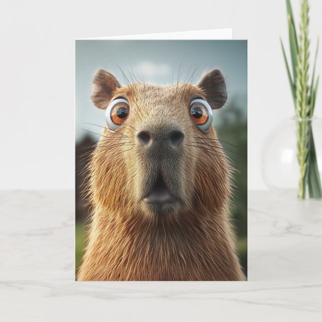 Cartão Surpresa com Capybara Close-up (Frente)