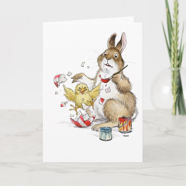 Cartão Surpresa de pintura de ovo de Páscoa! (Frente)