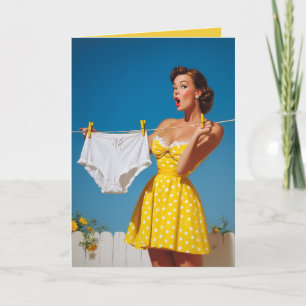 Cartão Surpresa Divertida de Dia de Roupa Retrô