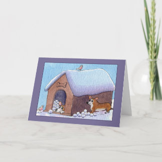 Cartão Surpresa do Snowball do cão do Corgi! Vazio