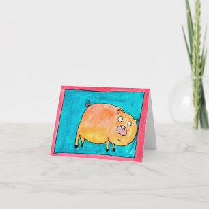 Cartão Surprised Pig • Nick Abrams, Age 13