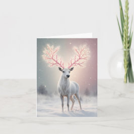 Cartão Surreal Pink Antler Reindeer Holiday Card