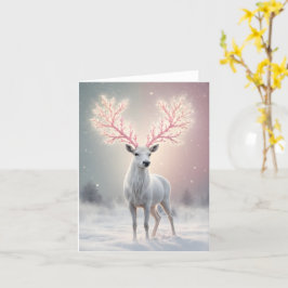 Cartão Surreal Pink Antler Reindeer Holiday Card
