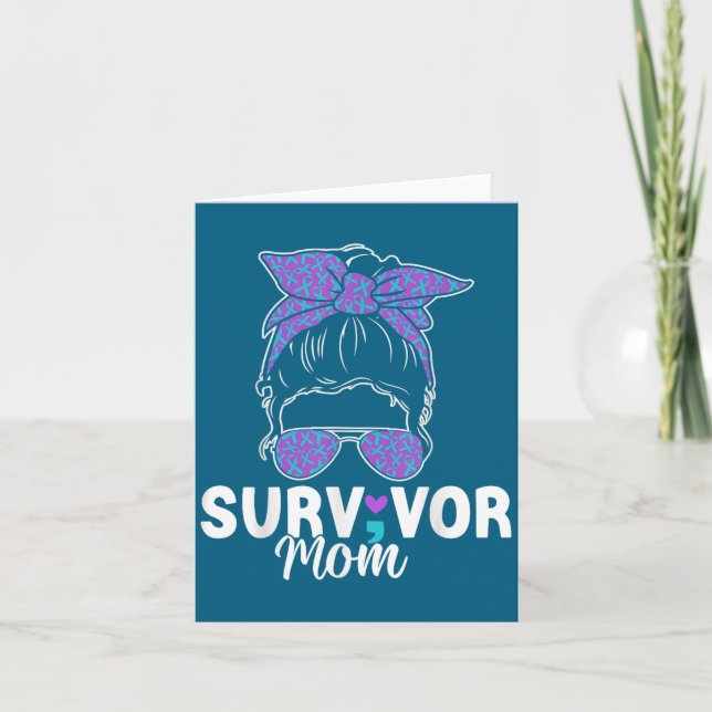 Cartão Survivor Mom - Semicolon Suicide Prevention Awaren (Frente)