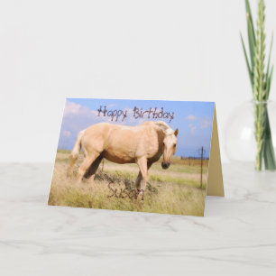 Cartão Susan Happy Birthday Palomino Horse Card