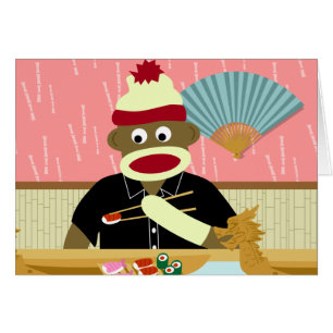 Cartão Sushi do macaco da peúga