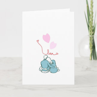 Cartão Süße Valentinskarte mit sitzendem Paar & Herzen | 