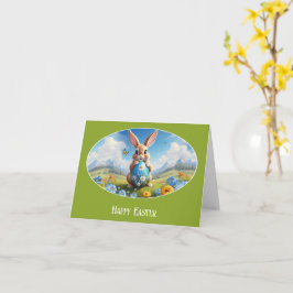 Cartão Süßer Osterhase in Landschaft -