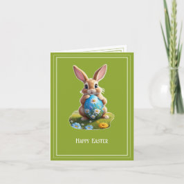 Cartão Süßer Osterhase mit einem Osterei -