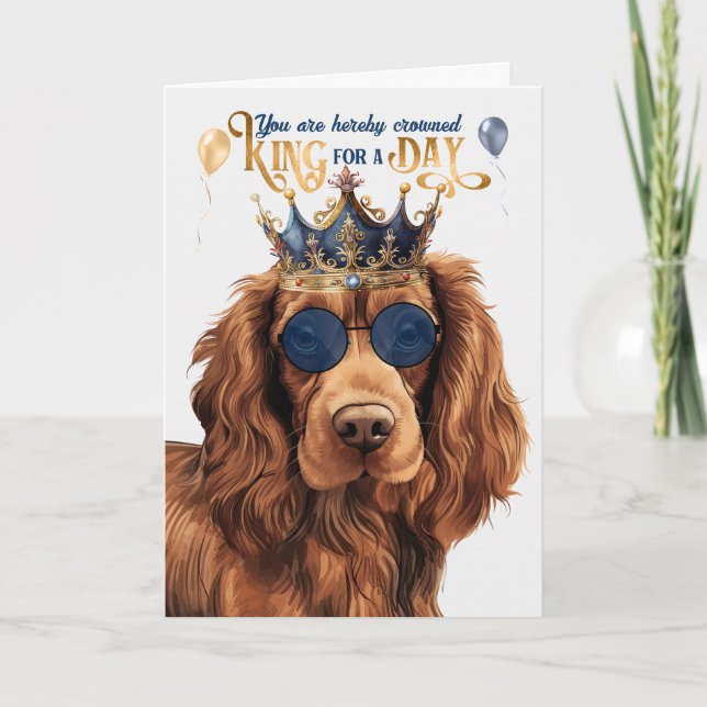 Cartão Sussex Spaniel Dog King para o dia feliz aniversár (Frente)