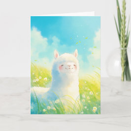 Cartão Susurros de Primavera com uma Alpaca