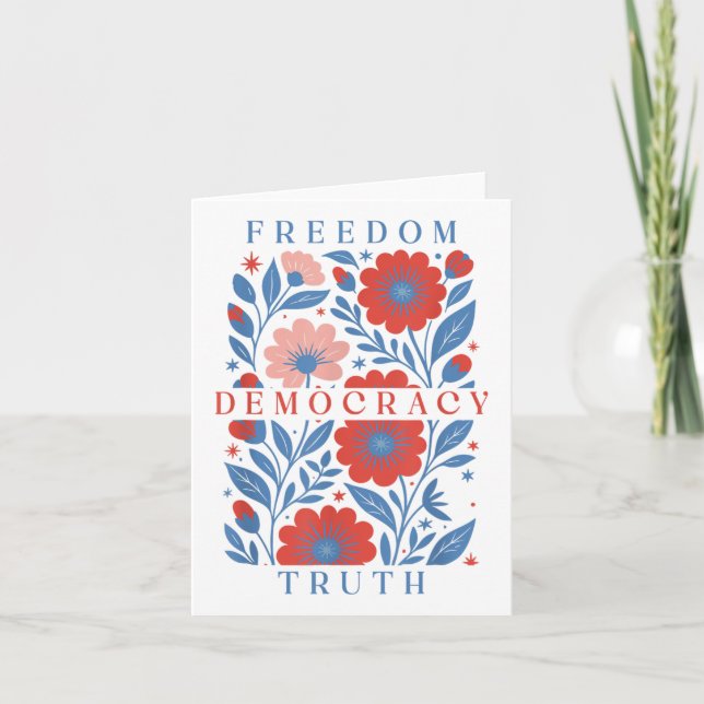 Cartão Sutil Liberdade Democracia Verdade Boho Floral 4º  (Frente)