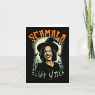 Cartão Swamp Witch Funny Anti Kamala Harris 2024 Hallowee