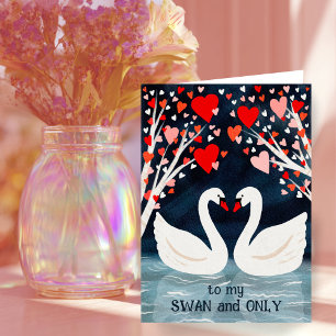 Cartão SWAN e SOMENTE aves Whimsical de Namorados