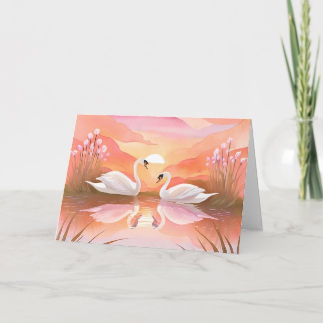 Cartão Swans no pôr do sol ontem à noite foi mágico (Frente)