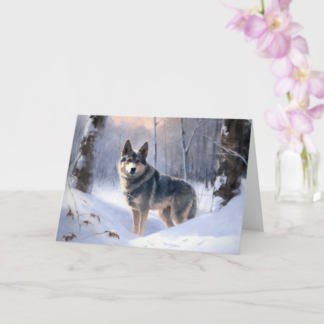 Cartão Swedish Vallhund Deixe Nevar Natal  (Orquídea)