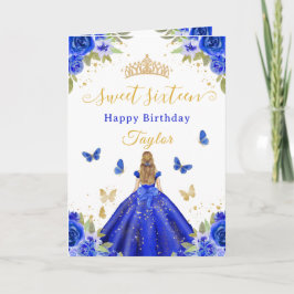 Cartão Sweet 16 Royal Blue Princess Blonde Girl