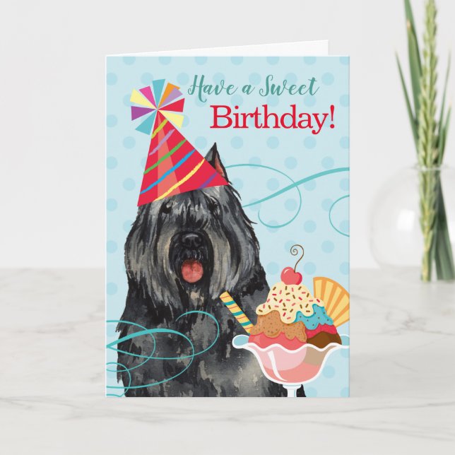 Cartão Sweet Birthday Bouvier des Flandres (Frente)