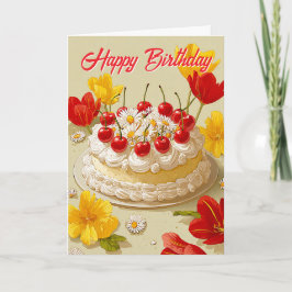Cartão Sweet Birthday Cake Wishes Card