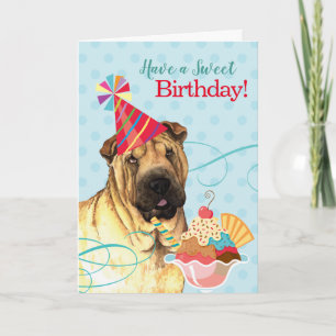 Cartão Sweet Birthday Chinese Shar-Pei