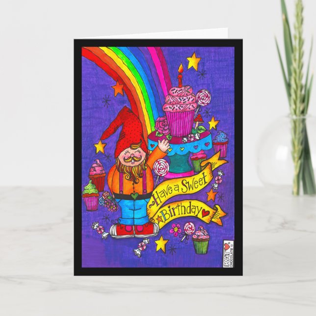 Cartão Sweet Birthday Gnomie (Frente)