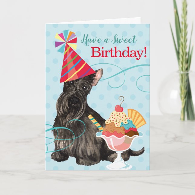 Cartão Sweet Birthday Scottish Terrier (Frente)
