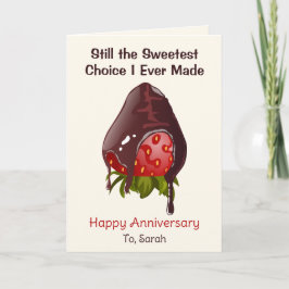 Cartão Sweet Chocolate Dip Strawberry Anniversary Photo