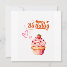 Cartão Sweet Cupcake Birthday Flat Greeting Card