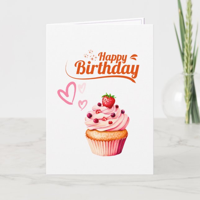 Cartão Sweet Cupcake Birthday Greeting Card (Frente)