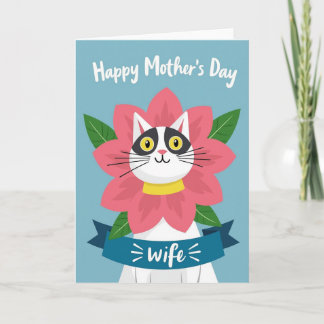 Cartão Sweet Mothers Day Floral Cat Card