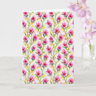 Cartão Sweet Pink Floral Pattern Greeting
