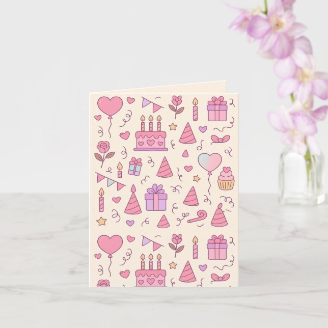 Cartão Sweet Princess Party Celebration Pattern (Orquídea)