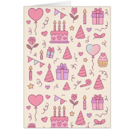 Cartão Sweet Princess Party Celebration Pattern