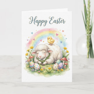 Cartão Sweet Watercolor Sheep Easter Card